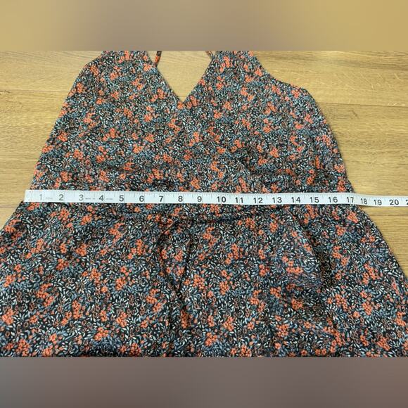 Avec Les Filles Blue and Red Floral Faux Wrap Midi Halter Dress Size XS - Picture 14 of 15